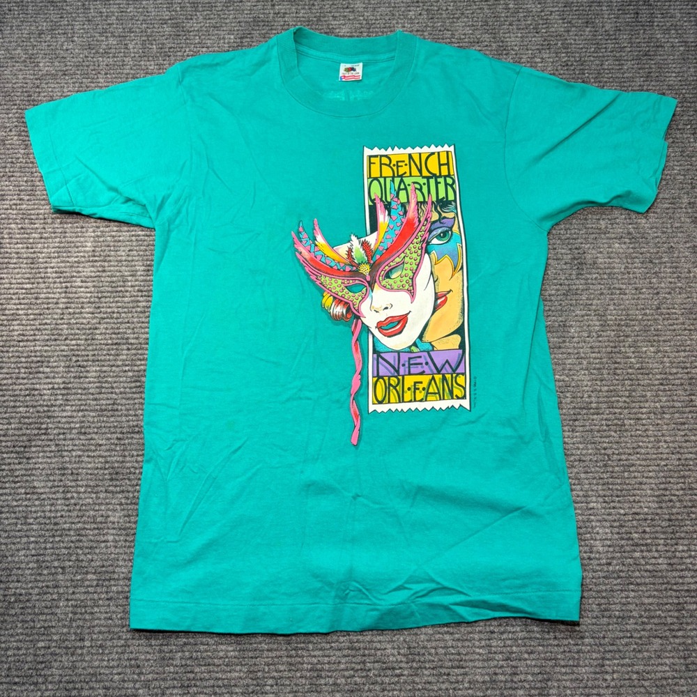 Vintage 1990 New Orleans French Quarter Mardi Gras T-Shirt L Fruit of the Loom